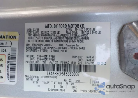 2015 Ford Mustang Gt Premium из США, поврежденный, VIN 1FA6P8CF5F5380037